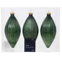 Lot de 3 boules de Noël en verre (D60 mm) Goutte précieuse Vert sapin