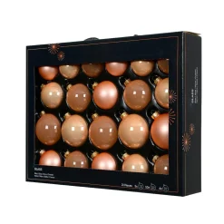 Lot de 21 boules de Noël en verre (D60 à 75 mm) Assorties Cristal Pêche