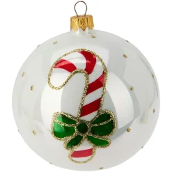 Lot de 6 boules de Noël en verre (D100 mm) Mignonneries Blanc nacré