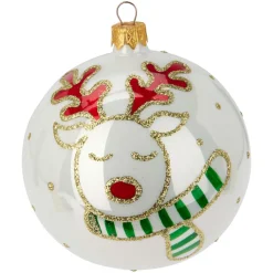 Lot de 6 boules de Noël en verre (D100 mm) Mignonneries Blanc nacré