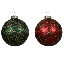 Lot de 12 boules de Noël en verre (D80 mm) Gatsby Vert et rouge