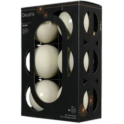 Lot de 6 Boules de Noël en verre (D80 mm) Boréal Blanc laine