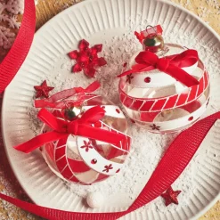 Lot de 12 boules de Noël en verre (D80 mm) Sölden Rouge et blanc