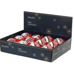 Lot de 12 boules de Noël en verre (D80 mm) Sölden Rouge et blanc