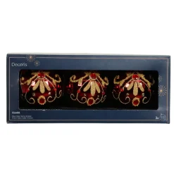Lot de 3 boules de Noël en verre (D80 mm) Palazzo Bordeaux