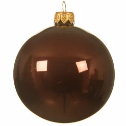 Lot de 6 boules de Noël en verre (D80 mm) Arctique brillantes Acajou