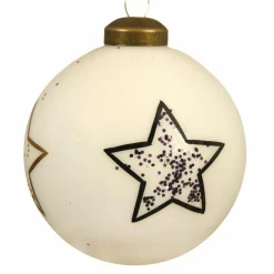 Lot de 3 boules de Noël en verre (D80 mm) Myli Blanc laine