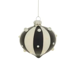 Lot de 3 boules de Noël en verre (D80 mm) Carnaval d'Hiver Noir et Blanc