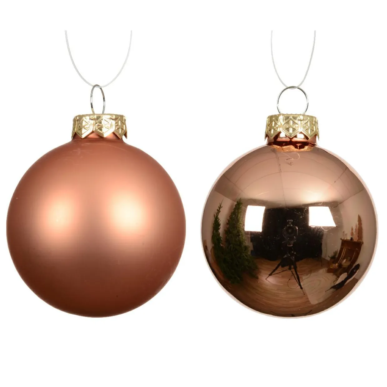Lot de 4 boules de Noël en verre (D100 mm) Boréal Cognac