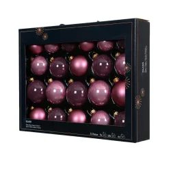 Lot de 21 boules de Noël en verre (D60 à 75 mm) Assorties Cristal Rose