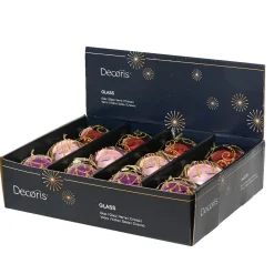 Lot de 12 boules de Noël en verre (D80 mm) Palais Italiens Figue et or