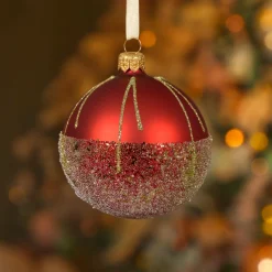Lot de 6 boules de Noël en verre (D80 mm) Ballotine Rouge