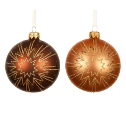 Lot de 6 boules de Noël en verre (D80 mm) Christmas Jazzy Brun et cognac