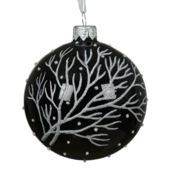 Lot de 6 boules de Noël en verre (D80 mm) Branches d'hiver Noir
