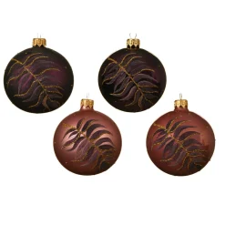 Lot de 6 boules de Noël en verre (D80 mm) Palma Violet
