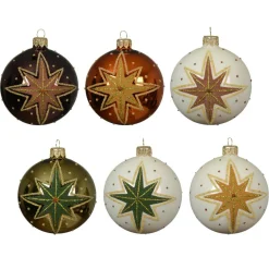 Lot de 6 boules de Noël en verre (D80 mm) Étoiles Filantes Multicolore