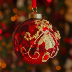 Lot de 3 boules de Noël en verre (D80 mm) Palazzo Rouge
