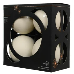 Lot de 4 boules de Noël en verre (D100 mm) Boréal Blanc laine