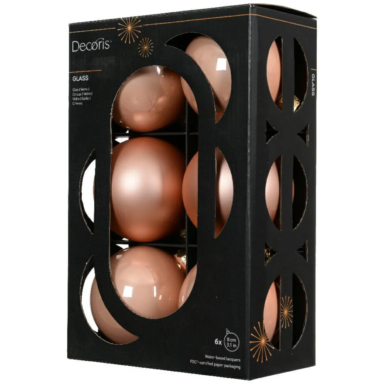 Lot de 6 boules de Noël en verre (D80 mm) Boréal Pêche