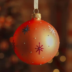 Lot de 6 boules de Noël en verre (D80 mm) Etoiles du monde Orange