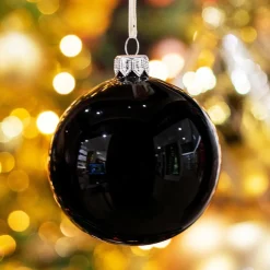 Lot de 4 boules de Noël en verre (D100 mm) Arctique brillante Noir