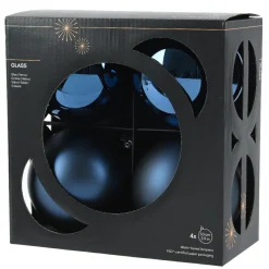 Lot de 4 Boules de Noël en verre (D100 mm) Boréal Bleu nuit