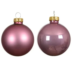 Lot de 6 boules de Noël en verre (D80 mm) Boréal Vieux rose
