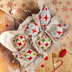 Lot de 12 boules de Noël en verre (D80 mm) Winter time Multicolore