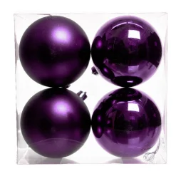 Lot de 4 boules de Noël unies (D100 mm) Aravis Figue