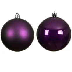 Lot de 4 boules de Noël unies (D100 mm) Aravis Figue