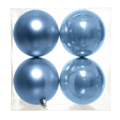 Lot de 4 boules de Noël unies (D100 mm) Aravis Bleu ciel