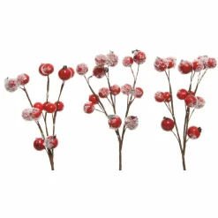 Lot de 3 branches de baies (15 cm) Romancia Rouge enneigé