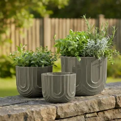 Lot de 3 cache-pots d'extérieur ronds (H36-30-24 cm) Milo Gris