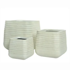 Lot de 3 cache-pots d'extérieur carrés (H49-37-27 cm) Jamie Blanc
