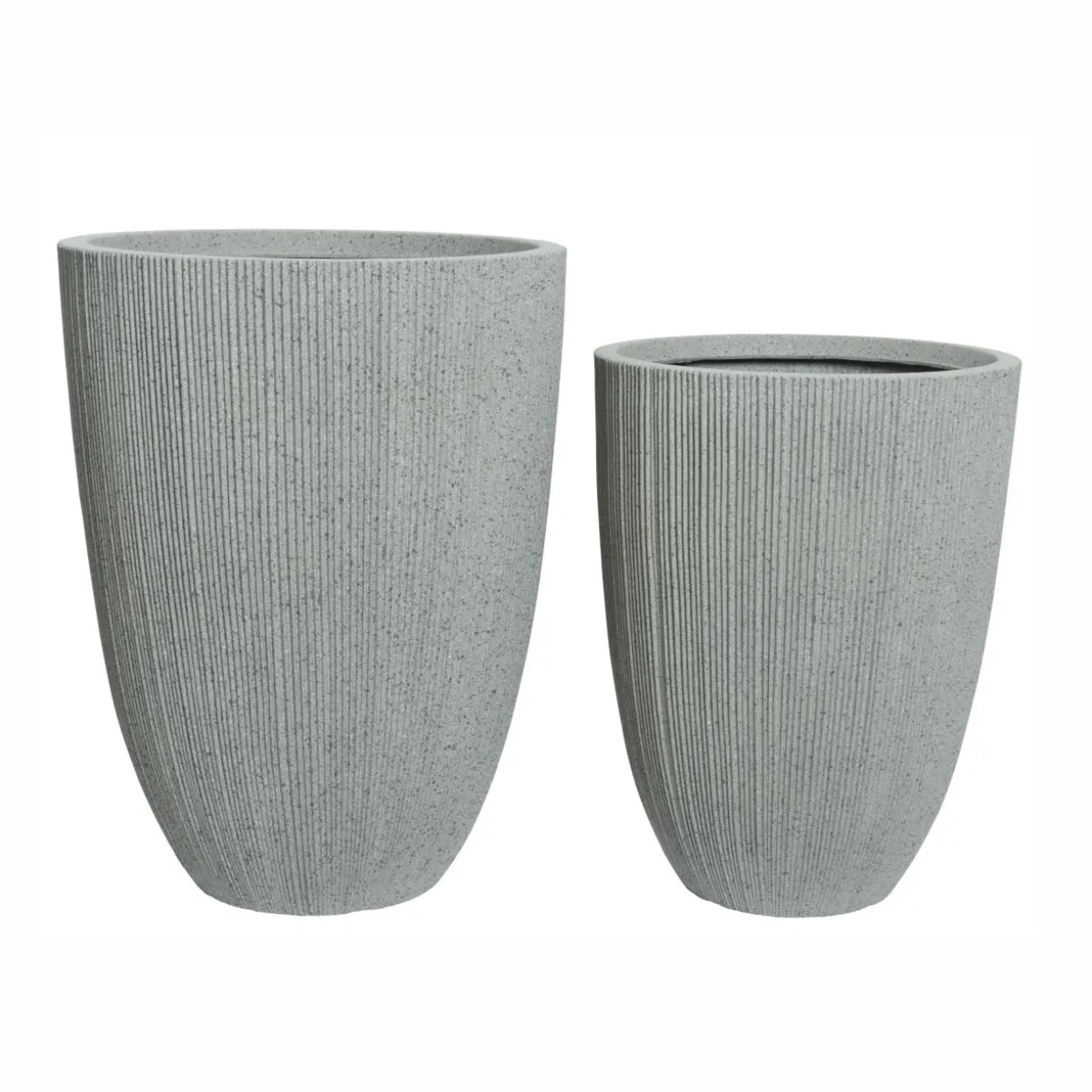 Lot de 2 cache-pots d'extérieur (H57-48 cm) Lennox strié Gris clair
