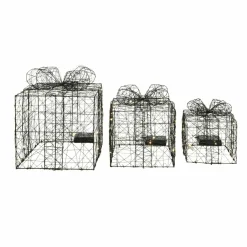 Lot de 3 cadeaux lumineux à piles 90 LED (H28 cm) Féerie Blanc chaud