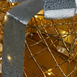 Lot de 3 cadeaux lumineux à piles 90 LED (H29 cm) Festif Or et blanc chaud