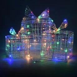 Lot de 3 cadeaux lumineux 90 LED (H15 cm) Santa Multicolore