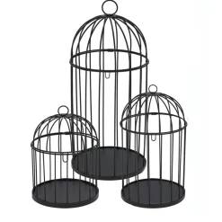 Lot de 3 cages à oiseaux (H41 cm) Christmas Chic Noir