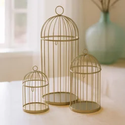 Lot de 3 cages à oiseaux (H41 cm) Christmas Chic Doré