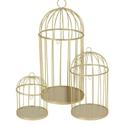 Lot de 3 cages à oiseaux (H41 cm) Christmas Chic Doré