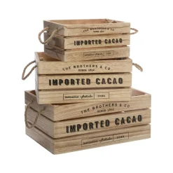 Lot de 3 caisses cagettes (H15 cm) Colonial Naturel