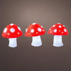 Lot de 3 champignons lumineux solaires (H18 cm) Mushy Blanc froid
