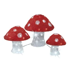 Lot de 3 champignons lumineux 72 LED (H23 cm) Blanc froid