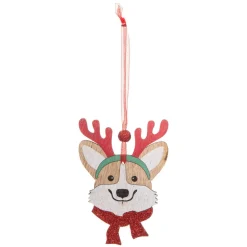 Lot de 4 Chiens à suspendre (H10 cm) Christmas Rouge