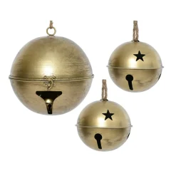 Lot de 3 Cloches métal à suspendre (D24-20-14 cm) Grisons Or