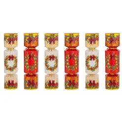 Lot de 6 crackers de Noël Festivités Rouge et Blanc