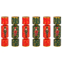Lot de 6 crackers de Noël Soldats Casse-noisette Vert et Rouge