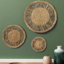 Lot de 3 décorations murales roseau (D20-30-45 cm) Seagrass Naturel