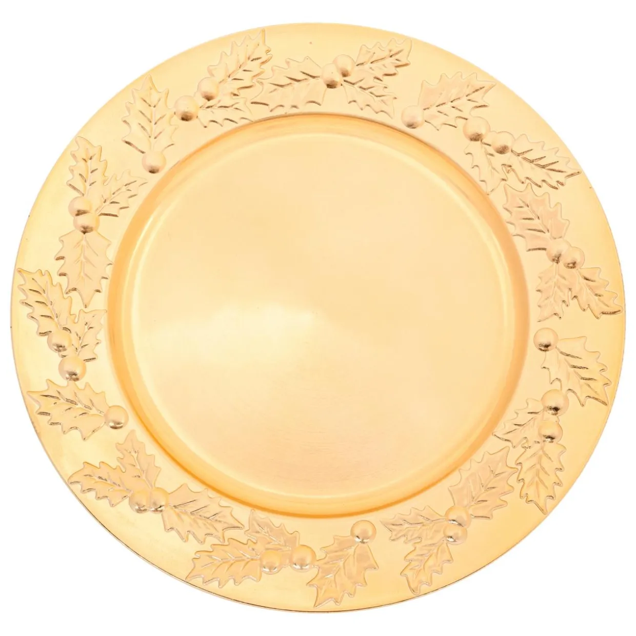 Lot de 12 dessous d'assiette Houx de Noël Or